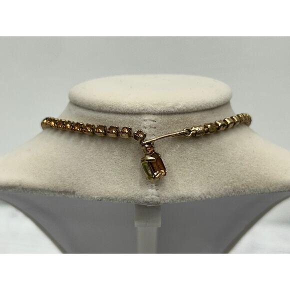 Weiss Faceted Amber Brown Elegant Gold Tone Statement Teardrop Crystal Necklace - Picture 6 of 10